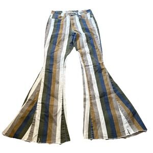 Saints & Hearts Jeans Womens M Multicolor Striped Bottom Festival Boho Stretch